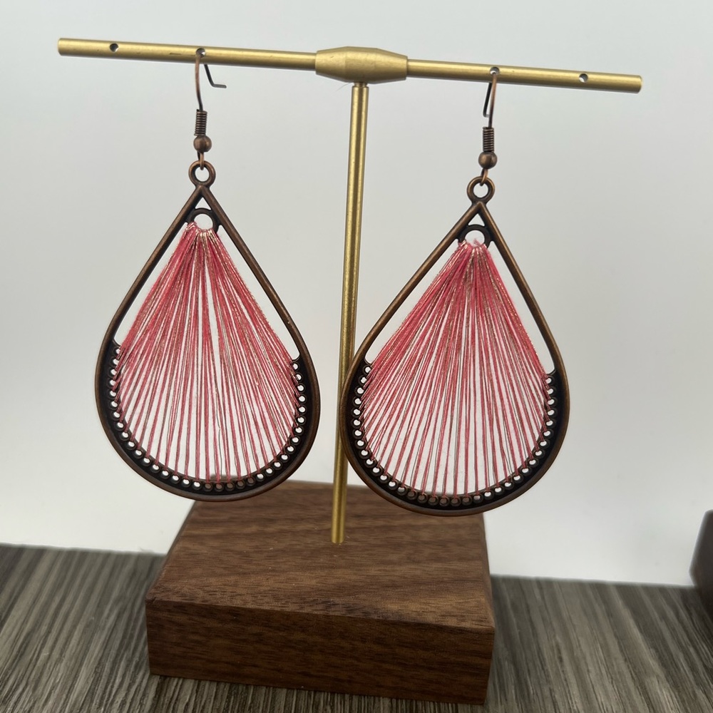 Elegant Red pinkish  Teardrop Earrings